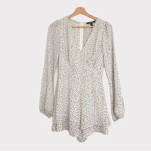 Forever 21 Polka Dot LongSleeved Sheer Blouse Shorts Jumpsuit Romper